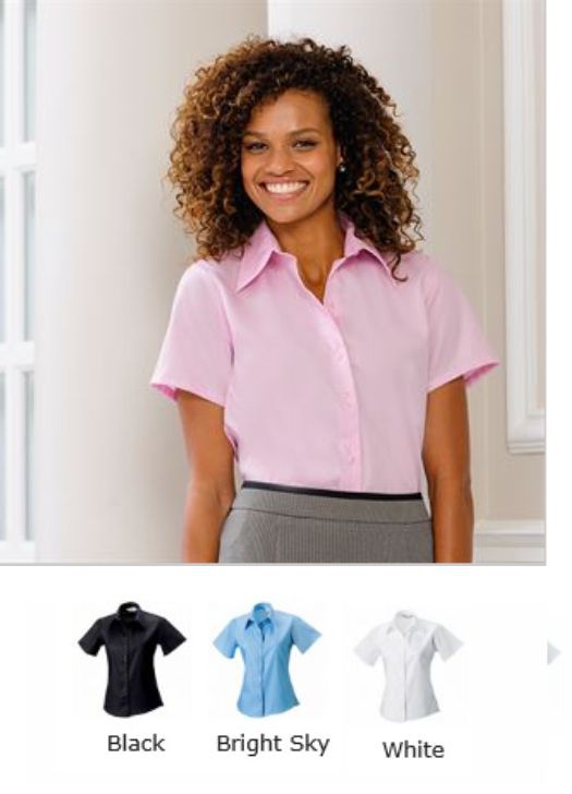 Russells 957F Ladies Short Sleeve Non Iron Luxury Shirt